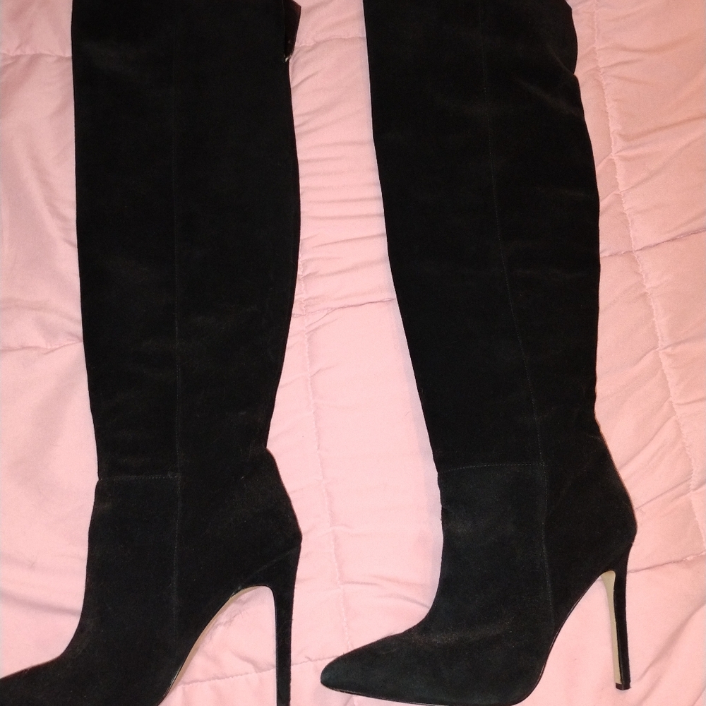Aldo Black Suede over the knee Boots size 8 high heeled boots